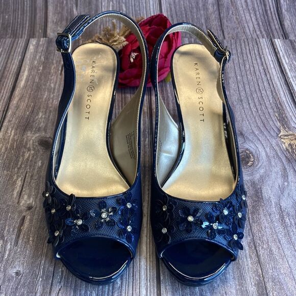 KAREN SCOTT Bronaa Blue Sling-Back Pumps 10M - Picture 2 of 10